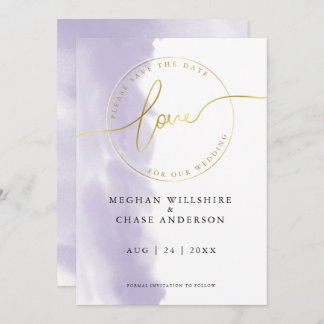 Convite CASAMENTO | Salvar a data Lilac Violet Watercolor
