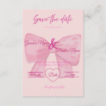 Casamento "Salve a Data" com Laço Rosa Elegante 