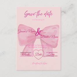 Convite Casamento "Salve a Data" com Laço Rosa Elegante