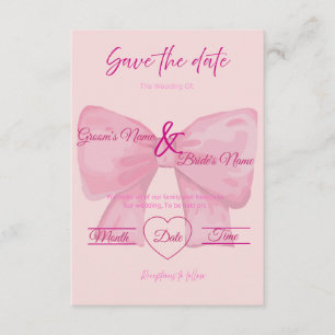 Convite Casamento "Salve a Data" com Laço Rosa Elegante 