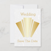 Casamento Salve A Data Dourada Art Deco Design