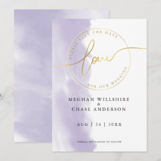 Convite CASAMENTO | Salve a Data Lilac Violeta Aquarela