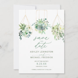 Convite Casamento Salve a Data Suculenta Aquarela