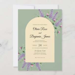 Convite Casamento Salvia Lilás Eucalipto Celadon