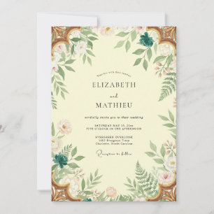 Convite Casamento Samambaia Dourada Manteiga