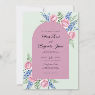 Convite Casamento Samambaia e Hortelã Rosa