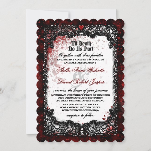 Convite Casamento Sanguíneo Espalhado Junto Com RECEPÇÃO (Frente)