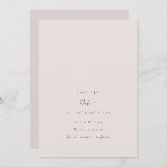 Convite Casamento Save The Date Minimalista Chic Dourado (Frente/Verso)