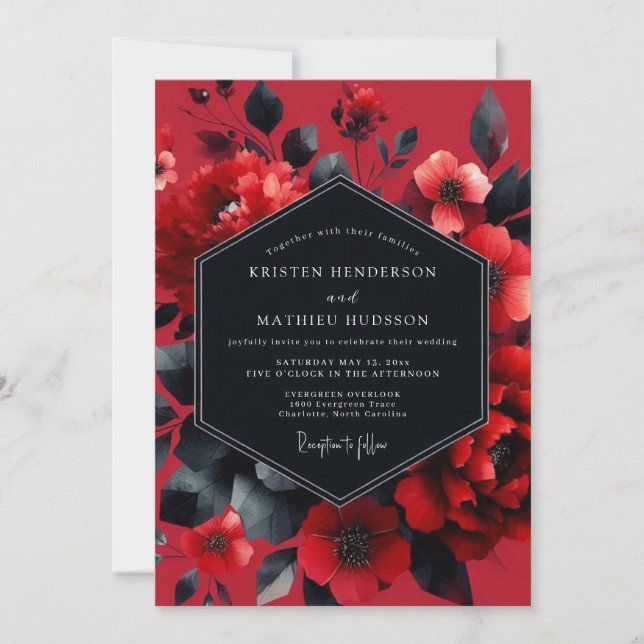 Convite Casamento Scarlet Moody Bloom (Frente)