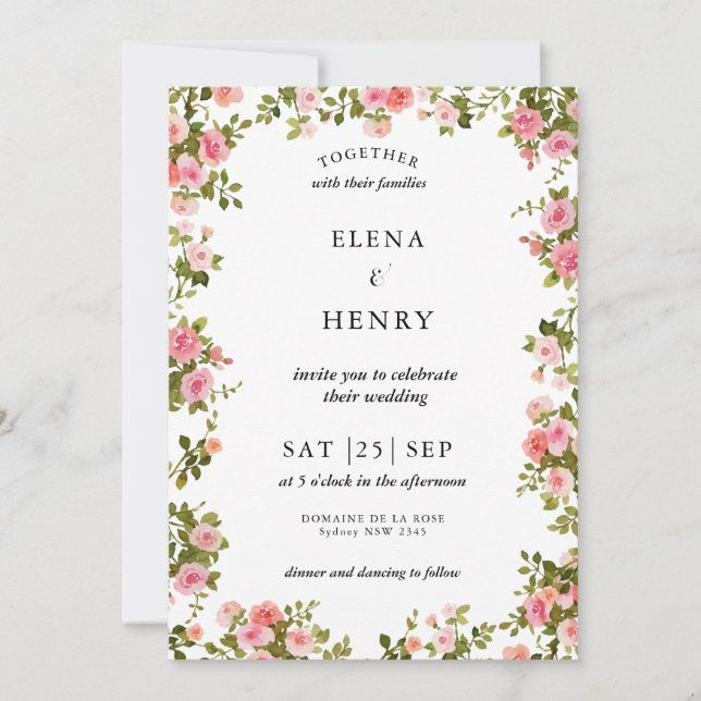 Convite Casamento Secreto De Pastel Wildflower Inv (Frente)