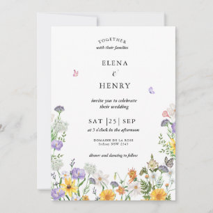 Convite Casamento Secreto De Pastel Wildflower Inv