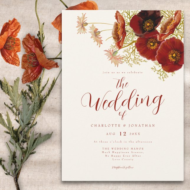Convite Casamento Selvagem de Flor Silvestre Outono Marrom (Boho wildflower fall earthy tones wedding invitation )