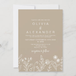 Convite Casamento selvagem de flores silvestres terroso bo