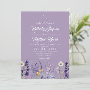 Convite Casamento Selvagem Roxo Moderno e Elegante