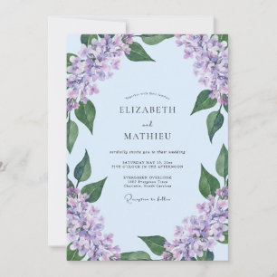 Convite Casamento Seráfico Lilás Azul Pálido