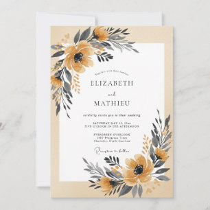 Convite Casamento Sereno Amarelo Mostarda Outonal