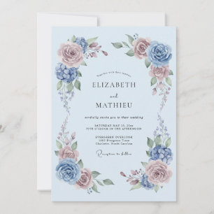 Convite Casamento Sereno Azul Pó Primavera