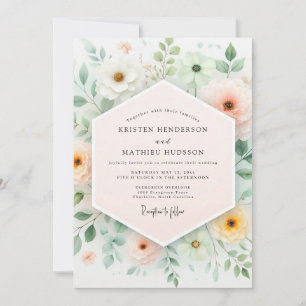 Convite Casamento Sereno de Primavera em Verde Menta