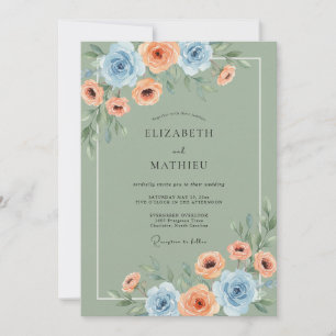 Convite Casamento Sereno de Primavera em Verde Sage