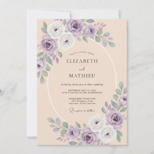 Convite Casamento Sereno de Primavera Lavanda e Pêssego
