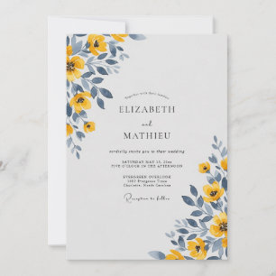 Convite Casamento Sereno em Aquarela Amarela