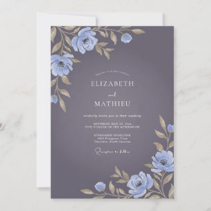 Convite Casamento Sereno Outonal Roxo Suave