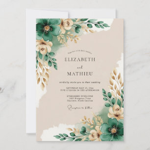 Convite Casamento Sereno Verde Esmeralda na Floresta