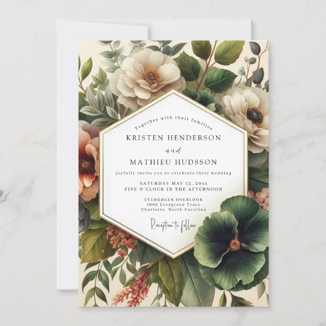 Convite Casamento Sienna Classicist Bloom (Frente)