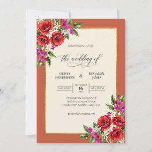 Convite Casamento Sienna Magenta Papoula