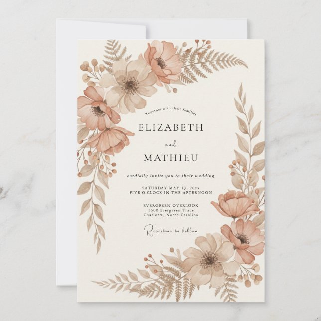 Convite Casamento Sienna Outonal Quente (Frente)