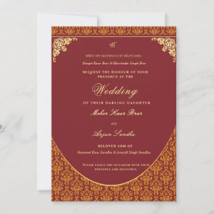 Convite Casamento Sikh Elegante Casamento Punjabi