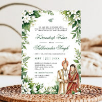 Casamento Sikh Flor de Jasmim Branco Folhagem Verd