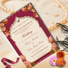 Convite Casamento Sikh Floral Elegante | Casamento Punjabi