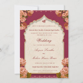 Convite Casamento Sikh Floral Elegante | Casamento Punjabi