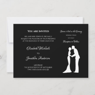 Convite Casamento Silhueta Preto Branco