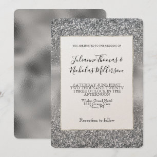 Convite Casamento Silver Glam Sparkle Glitz