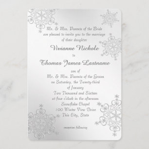 Convite Casamento Silver Snowflakes