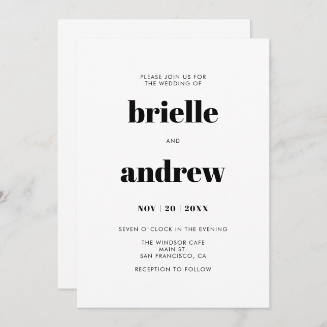 Convite Casamento Simple Bold Serif (Frente/Verso)