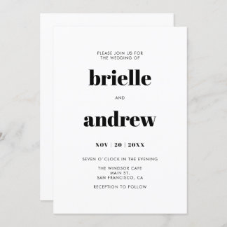 Convite Casamento Simple Bold Serif