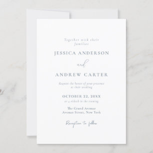Convite Casamento Simples, Azul e Branco, com poeira mínim