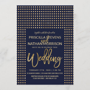 Convite Casamento Simples Azul Marinho Joias Luminosas Dou