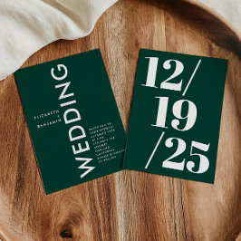 Convite Casamento Simples Bold Chic Emerald Verde Minimali