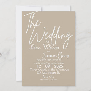 Convite Casamento Simples Branco e Bege Moderno