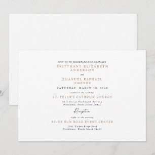 Convite Casamento Simples Branco e Dourado Sem Pais
