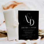 Convite Casamento Simples Branco e Preto Mínimo Elegante<br><div class="desc">Apresentando nossos convites de casamento modernos, negros e brancos incorporam a essência da sofisticação minimalista. Descubra uma canvas de branco pristino adornada com designs pretos, elegantes e intrincados, que exudem o encanto do eterno e o fascínio contemporâneo. Com linhas limpas e tipografia cuidadosamente curada, esses convites são uma sinfonia visual...</div>