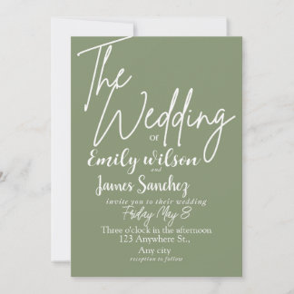 Convite Casamento Simples Branco e Verde Moderno