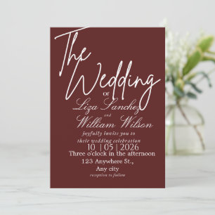 Convite Casamento Simples Branco e Vermelho Moderno
