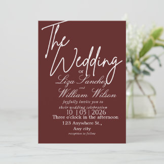 Convite Casamento Simples Branco e Vermelho Moderno