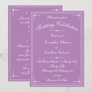 Convite Casamento Simples Clássico Lilás Malva Tudo Em Um