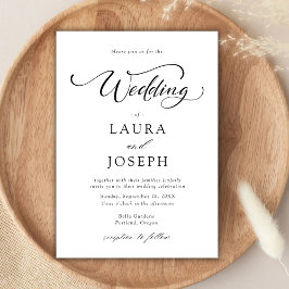 Convite Casamento Simples Clássico Preto e Branco
